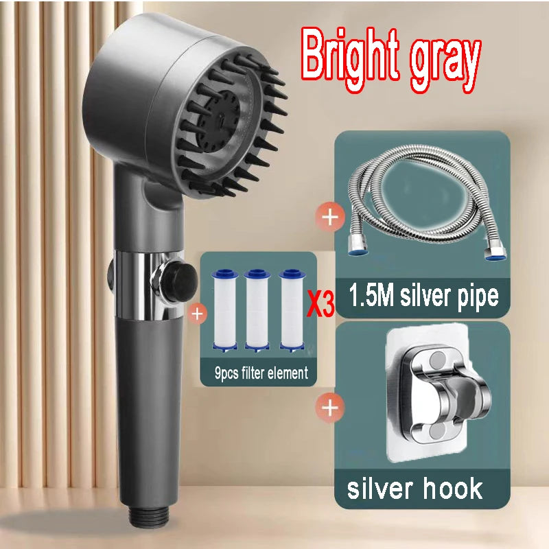 4 Modes Shower Head High Pressure Showerhead One-Key Stop Water Massage Shower Head with Filter Element Bathroom Accessories