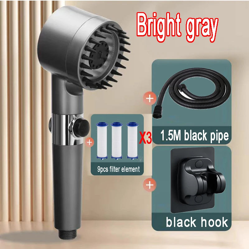 4 Modes Shower Head High Pressure Showerhead One-Key Stop Water Massage Shower Head with Filter Element Bathroom Accessories