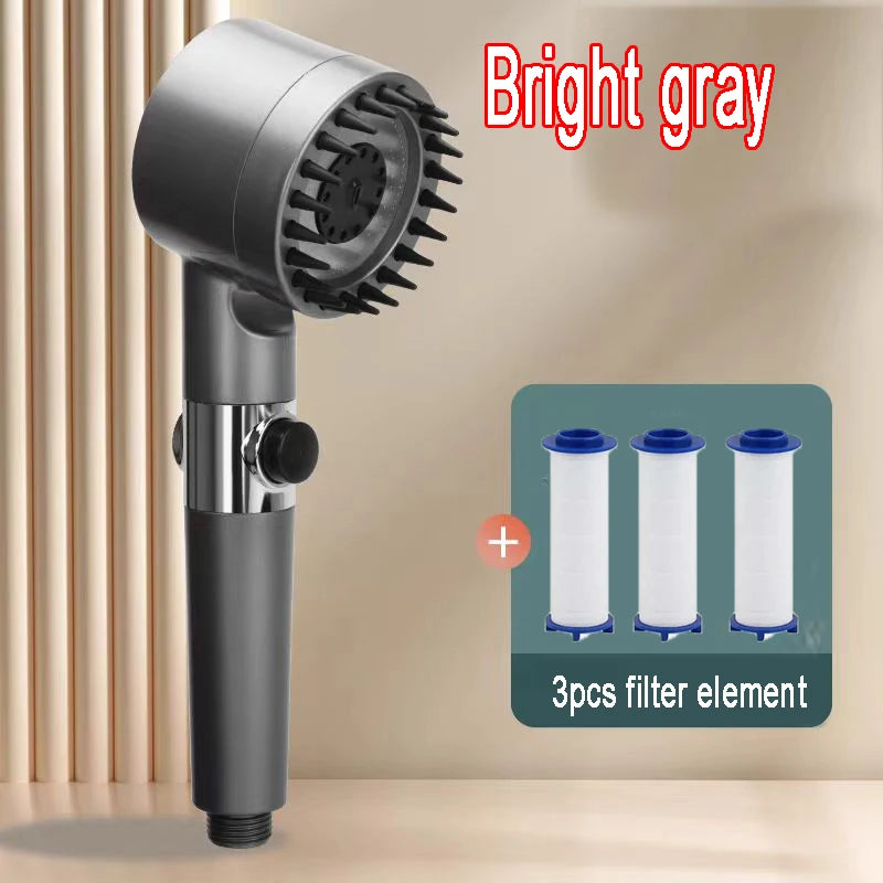4 Modes Shower Head High Pressure Showerhead One-Key Stop Water Massage Shower Head with Filter Element Bathroom Accessories