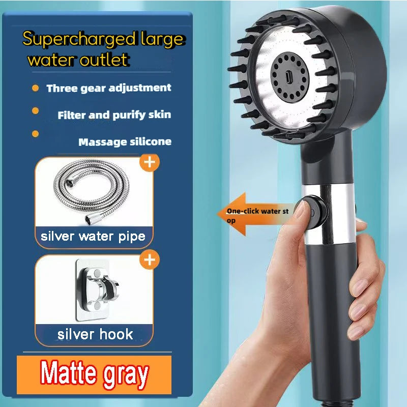 4 Modes Shower Head High Pressure Showerhead One-Key Stop Water Massage Shower Head with Filter Element Bathroom Accessories
