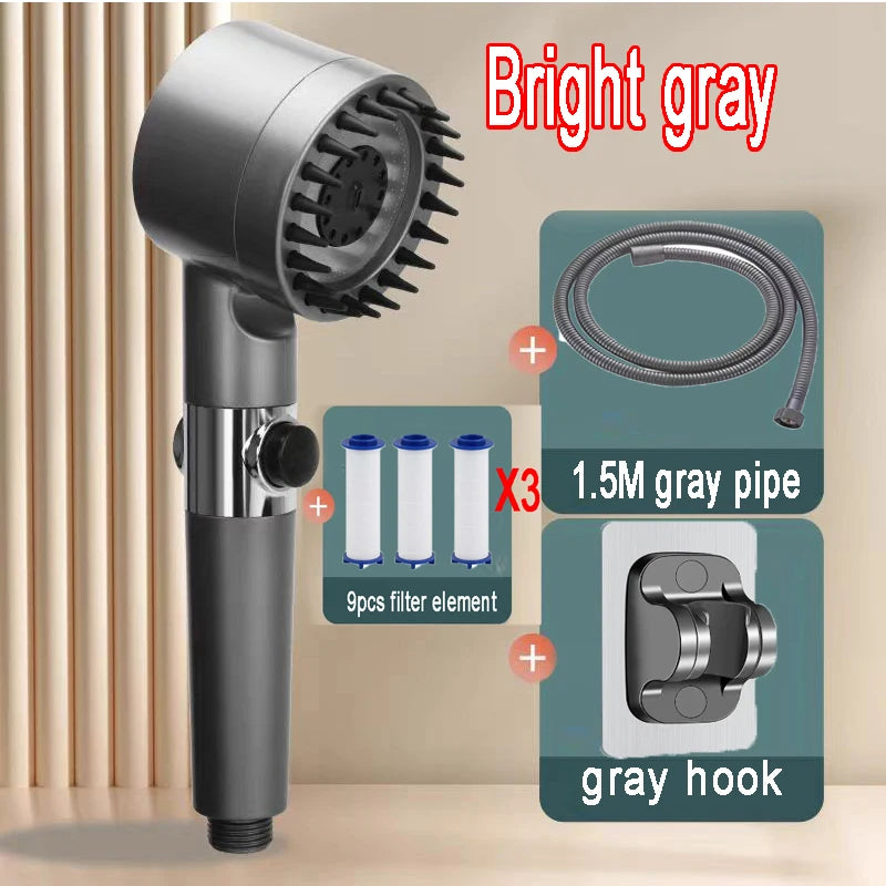 4 Modes Shower Head High Pressure Showerhead One-Key Stop Water Massage Shower Head with Filter Element Bathroom Accessories