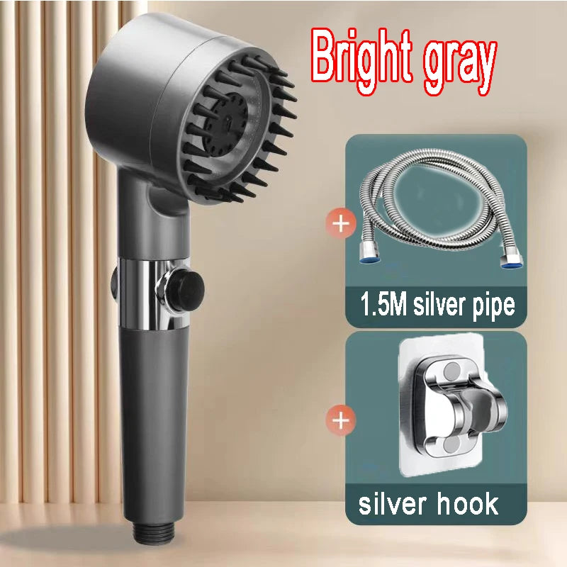 4 Modes Shower Head High Pressure Showerhead One-Key Stop Water Massage Shower Head with Filter Element Bathroom Accessories