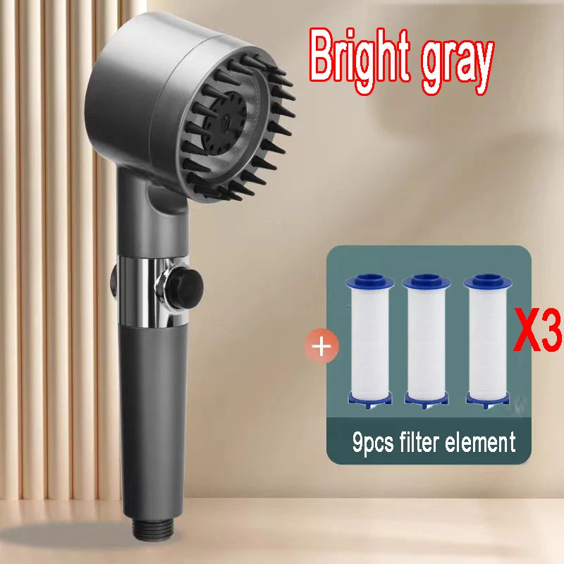 4 Modes Shower Head High Pressure Showerhead One-Key Stop Water Massage Shower Head with Filter Element Bathroom Accessories