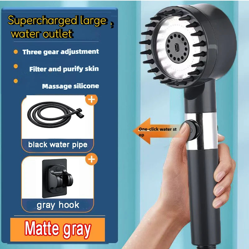4 Modes Shower Head High Pressure Showerhead One-Key Stop Water Massage Shower Head with Filter Element Bathroom Accessories