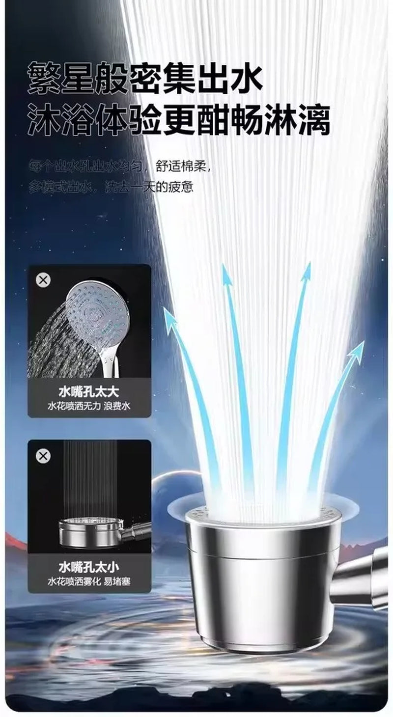New 5 Mode Pressurized Shower Head with Filter Stop Button Water Saving Spray Nozzles Big Boost Showerhead Bathroom Accessories