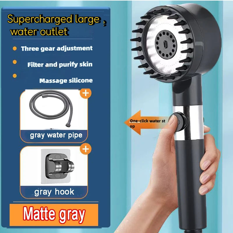 4 Modes Shower Head High Pressure Showerhead One-Key Stop Water Massage Shower Head with Filter Element Bathroom Accessories