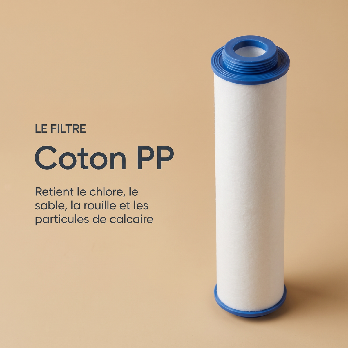 Le filtre en coton PP retient le chlore, le sable, la rouille et les particules de calcaire